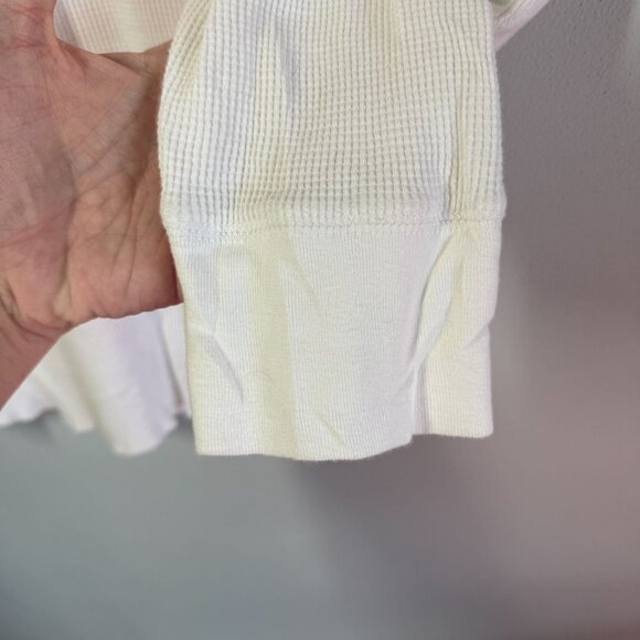 GAP Mens Waffle Knit Thermal Top Large White Long Sleeve Crewneck Layering Winte - Picture 8 of 9